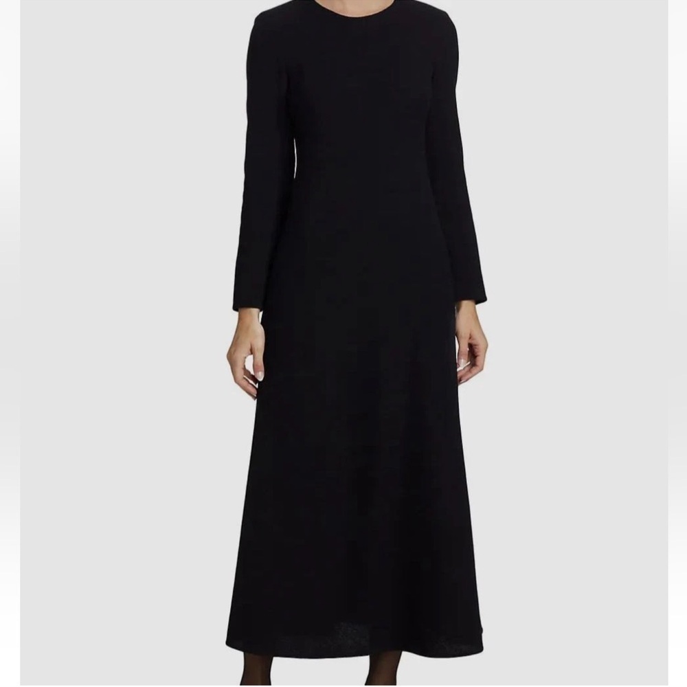 Lafayette 148 New York Black Wool Nouveau Midi Dress Size 10 Cocktail Career - Picture 4 of 15
